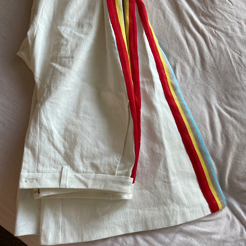 nylon apparel white rainbow split flare pants